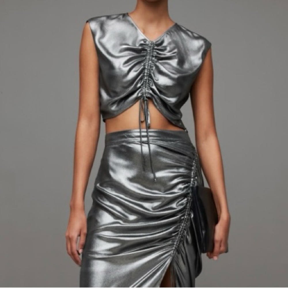 Silver Ruched AllSaints top